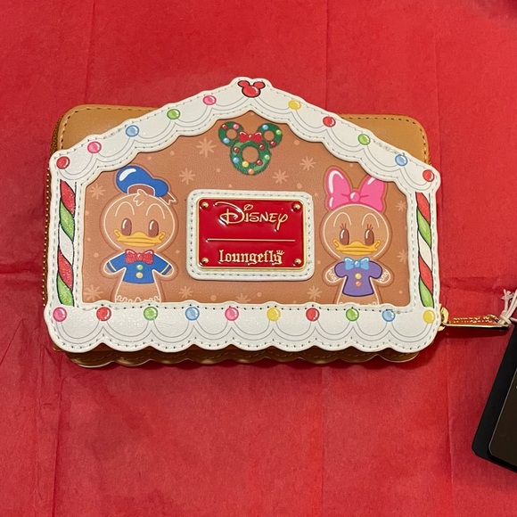 Loungefly Mickey & Friends Gingerbread House Zip Wallet,vegan leather - Picture 5 of 12